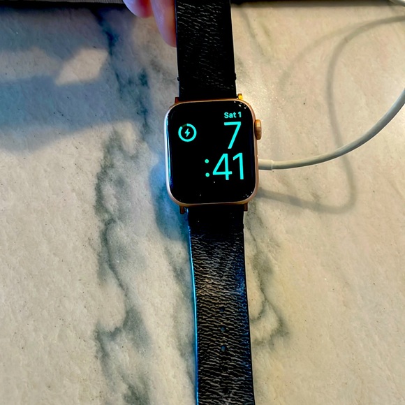 Upcycled Louis Vuitton Apple Watch Band 45mm-  used and watch. - Picture 1 of 11